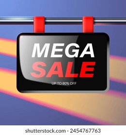 Mega Venta en estilo 3d, conveniente para la promoción del producto. Ilustración vectorial.