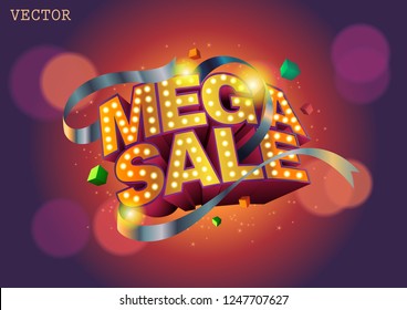 Mega Sale 3D Text Celebration Theme Illustration Art