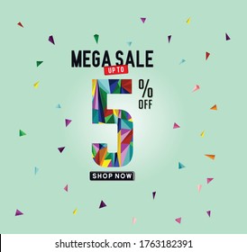 mega sale 5% Discount Special Offer Banner Design Template.