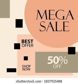 Mega Venta 50% de descuento Mejor Oferta Ver ahora Vector Plantilla Diseño Ilustración