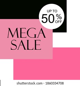 Mega Sale 50% off Shop Now Best Offer Vector Template Design Illustration