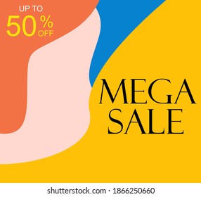 Mega Sale up to 50% off Shop Now Label Tag Vector Template Design Illustration