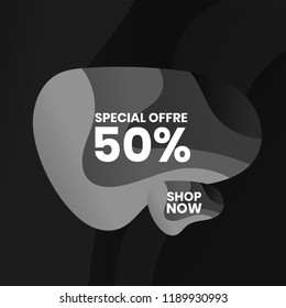 Mega Sale 50% off tag, Discount banner design template, special offer, vector illustration