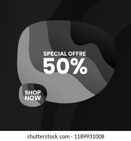Mega Sale 50% off tag, Discount banner design template, special offer, vector illustration