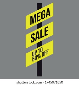 mega sale 50% offer sign vetorial illustration