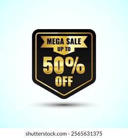 Mega sale up to 50 percent off symbols. Sale discount icon. Special offer price sign
