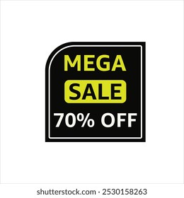 Mega Sale 70 percent Off Black and Yellow Rounded Corner Label