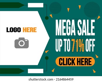 Mega sale 71% off. Banner for logo and purchase targeting click.