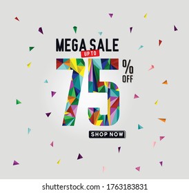 mega sale 75% Discount Special Offer Banner Design Template.