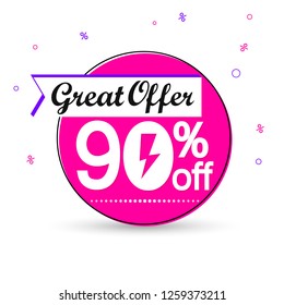 Mega Sale, 90% off, Flash discount banner design template, great offer, vector illustration