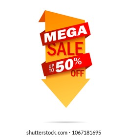 Mega Sale arrow banner tag. Abstract background. Advertising poster. Vector illustration eps 10