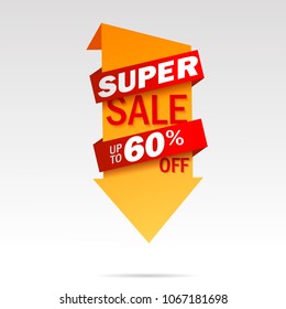 Mega Sale arrow banner tag. Abstract background. Advertising poster. Vector illustration eps 10