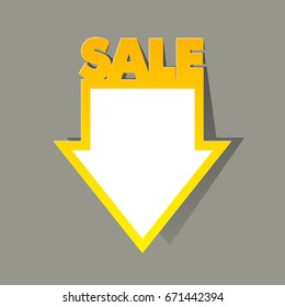 Mega Sale arrow banner tag. Abstract pointer background. Advertising discount sale poster. Vector arrow illustration