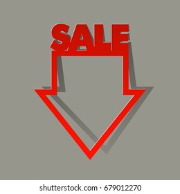 Mega Sale arrow banner tag. Abstract pointer background. Advertising discount sale poster. Vector arrow illustration