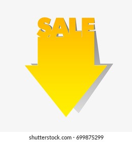 Mega Sale arrow banner tag. Abstract pointer background. Advertising discount sale poster. Vector arrow illustration