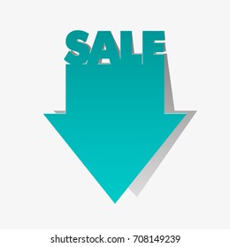 Mega Sale arrow banner tag. Abstract pointer background. Advertising discount sale poster. Vector arrow illustration