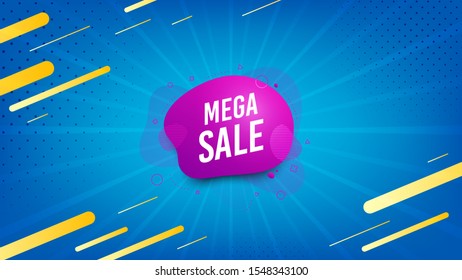 Mega sale badge. Discount banner shape. Coupon bubble icon. Abstract background. Modern concept design. Banner with offer badge. Vector