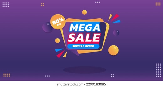 mega sale banner up to 50 % off special offer template design for website or social media background