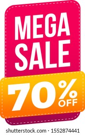 mega sale banner. Up to 70% off. Sale banner template design. Vector illustration eps 10