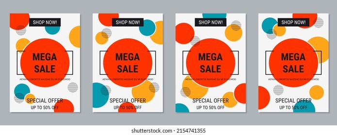 Mega Sale Banner, Business Flyer, Discount Coupon, Booklet Vector Design Templates Collection. A4 Format