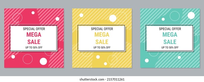 Mega Sale Banner, Business Flyer, Discount Coupon, Booklet Vector Design Templates Collection