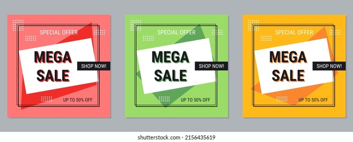 Mega Sale Banner, Coupon, Booklet Vector Design Templates Collection