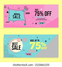 mega sale banner design with 75% discount. set of banner design templates