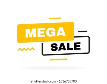 Mega sale banner design with geometric elements. Banners template design for business, promotion, sale and advertising. Vector illustration.