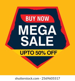 Mega sale banner design. Banner sale tag. Special offer symbol. Shop market poster. Web design 