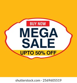 Mega sale banner design. Banner sale tag. Special offer symbol. Shop market poster. Web design 