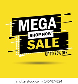 Mega sale banner design template. Discount up to 75% off. Vector illustration