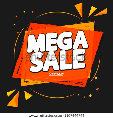 Mega Sale, banner design template, discount tag, app icon, vector illustration