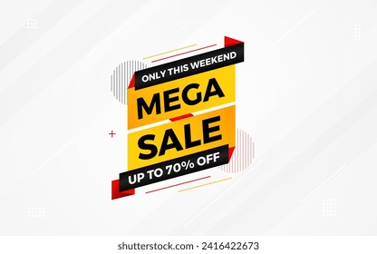 Mega sale banner discount background template abstract vector. Special offer promo design. Mega sale banner template design for web or social media, Sale special offer.