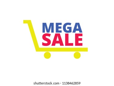 Mega sale banner discount poster shopping business symbol