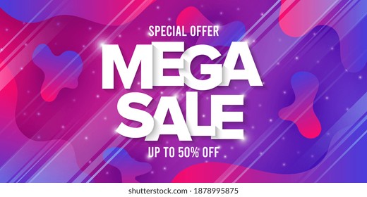 Banner de mega venta con fondo degradado