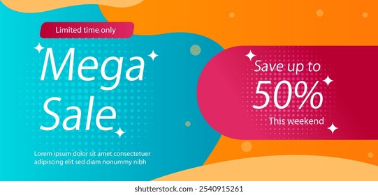 Mega Sale Banner Gradient Vibrant Design Template