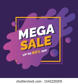 Mega sale banner layout design. Vector illustration.