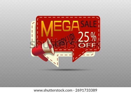 Mega sale banner with megaphone and speech bubble