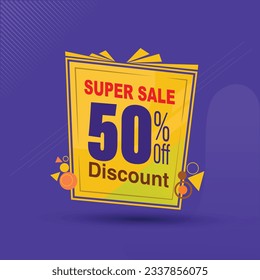 mega sale banner in memphis style template