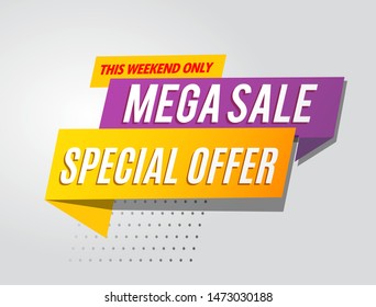 mega sale banner modern design.vector template