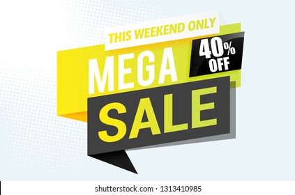 Mega sale banner modern template.Vector design.