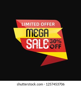 Mega Sale Banner Offer 30% Off Background. Vector Illustration Eps 10