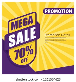 Mega Sale Banner and Poster. 70% off. Promotion Banner and Poster Vector illustration	