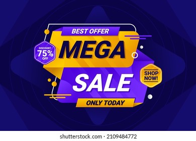 Mega sale banner promotion gradient abstract background