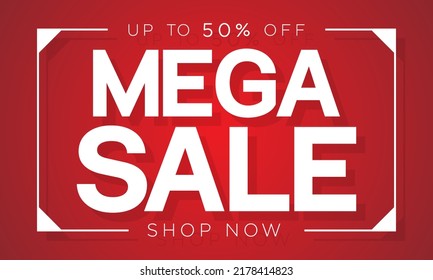 Mega sale banner in red and white style