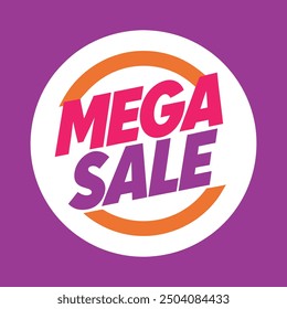 Mega Sale  Banner Ribbon Template. Vector Stock Illustration