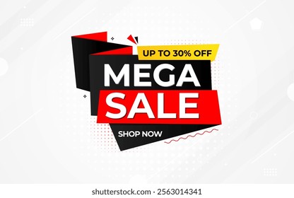 Mega sale banner. Special offer promo design. Modern sale poster. Mega sale banner template design for web or social media, sale banner .composition with flat abstract background template.