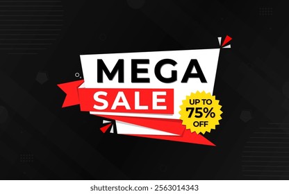 Mega sale banner. Special offer promo design. Modern sale poster. Mega sale banner template design for web or social media, sale banner .composition with flat abstract background template.