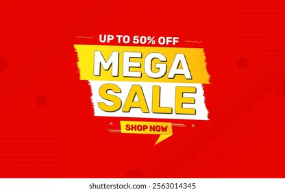 Mega sale banner. Special offer promo design. Modern sale poster. Mega sale banner template design for web or social media, sale banner .composition with flat abstract background template.