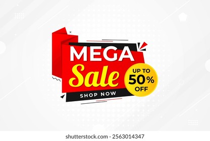 Mega sale banner. Special offer promo design. Modern sale poster. Mega sale banner template design for web or social media, sale banner .composition with flat abstract background template.